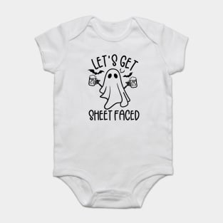 Let's get Sheet Faced, ghost, Halloween, funny halloween, drinking, alcohol Baby Bodysuit